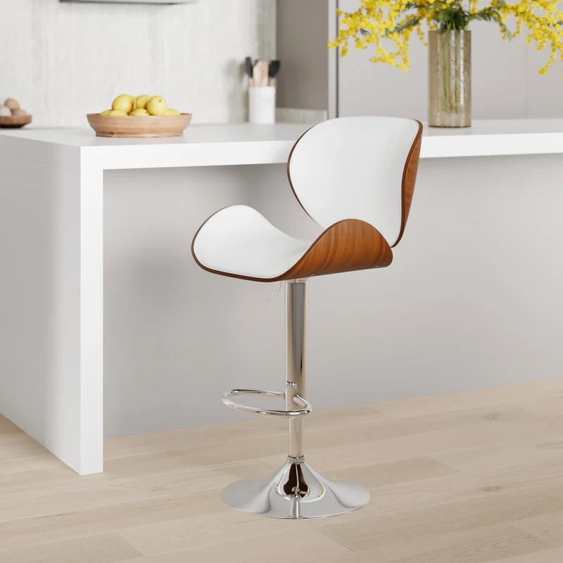 Chaise de bar blanche Baudoin 63/84 cm