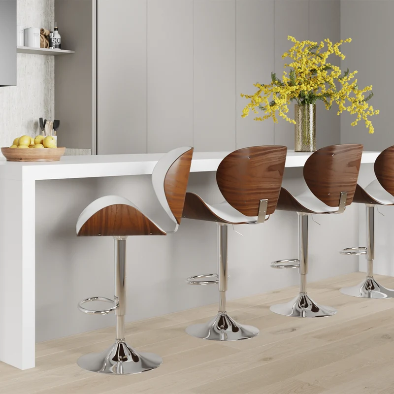 Chaise de bar blanche Baudoin 63/84 cm