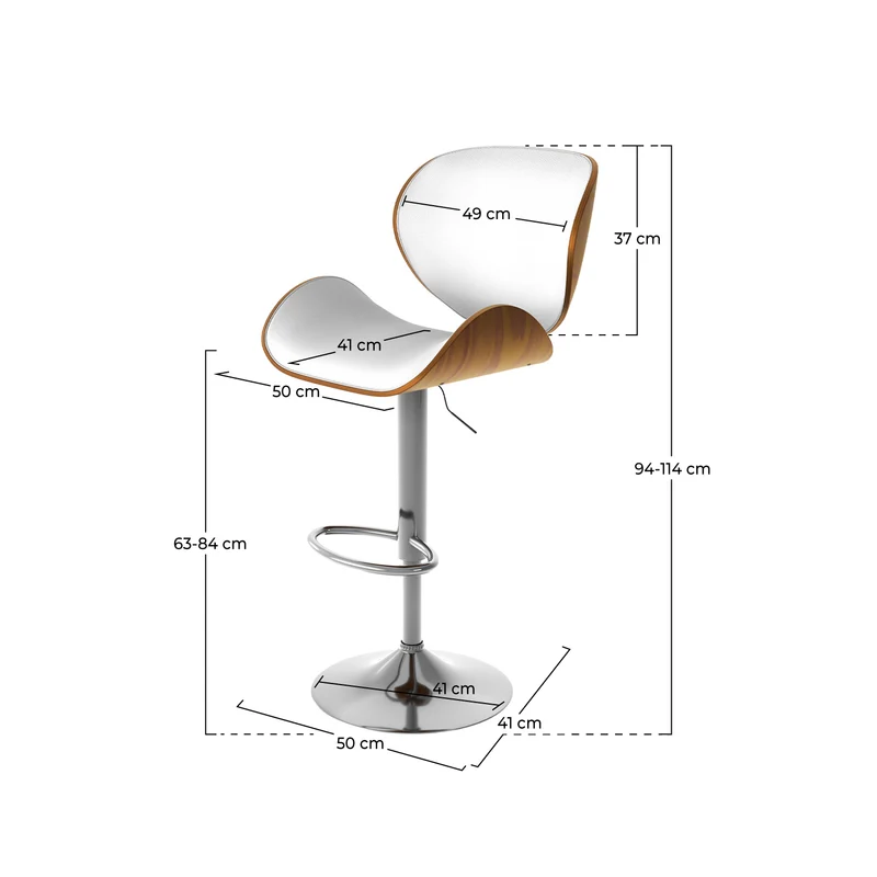 Chaise de bar blanche Baudoin 63/84 cm