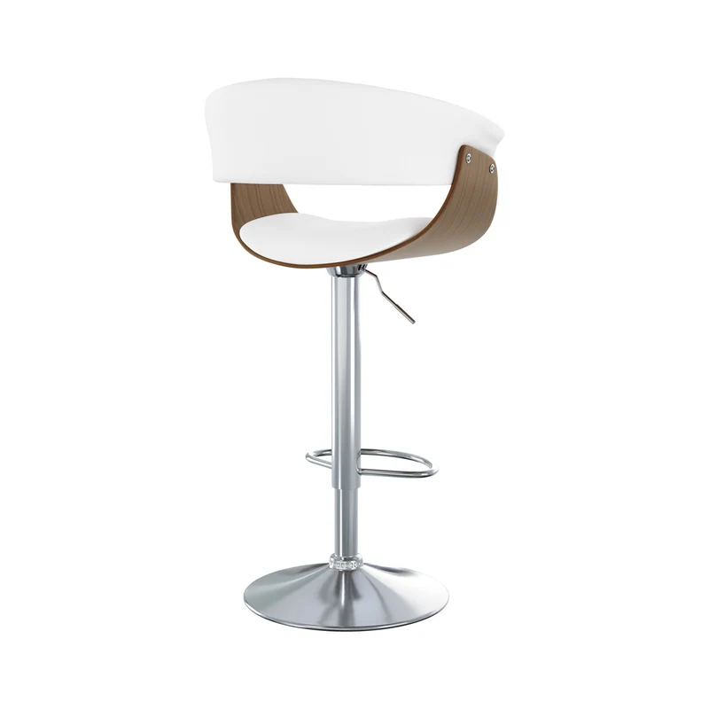 Chaise de bar blanche Basile avec accoudoirs 59/81 cm