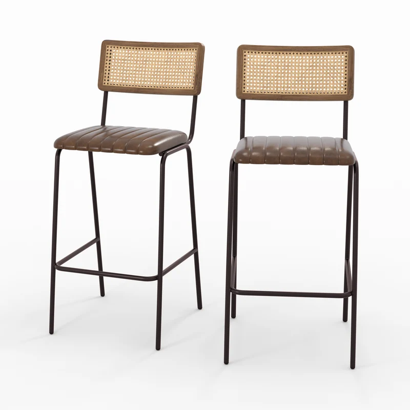 Chaise de bar Arsène 76 cm en cuir marron (lot de 2)