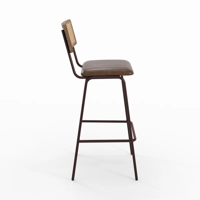 Chaise de bar Arsène 76 cm en cuir marron (lot de 2)
