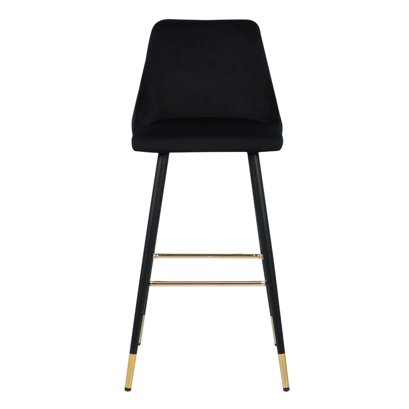 Chaise de bar Aristote en velours noir 78 cm (lot de 2)