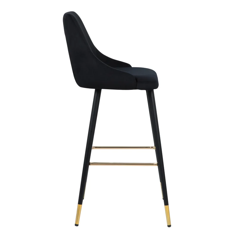 Chaise de bar Aristote en velours noir 78 cm (lot de 2)