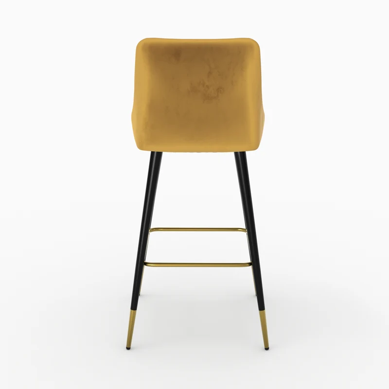 Chaise de bar Aristote en velours jaune curry 78 cm (lot de 2)