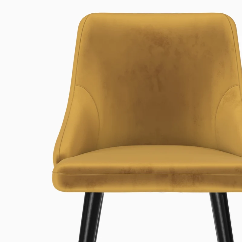 Chaise de bar Aristote en velours jaune curry 78 cm (lot de 2)
