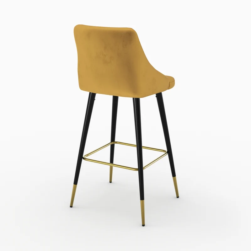 Chaise de bar Aristote en velours jaune curry 78 cm (lot de 2)
