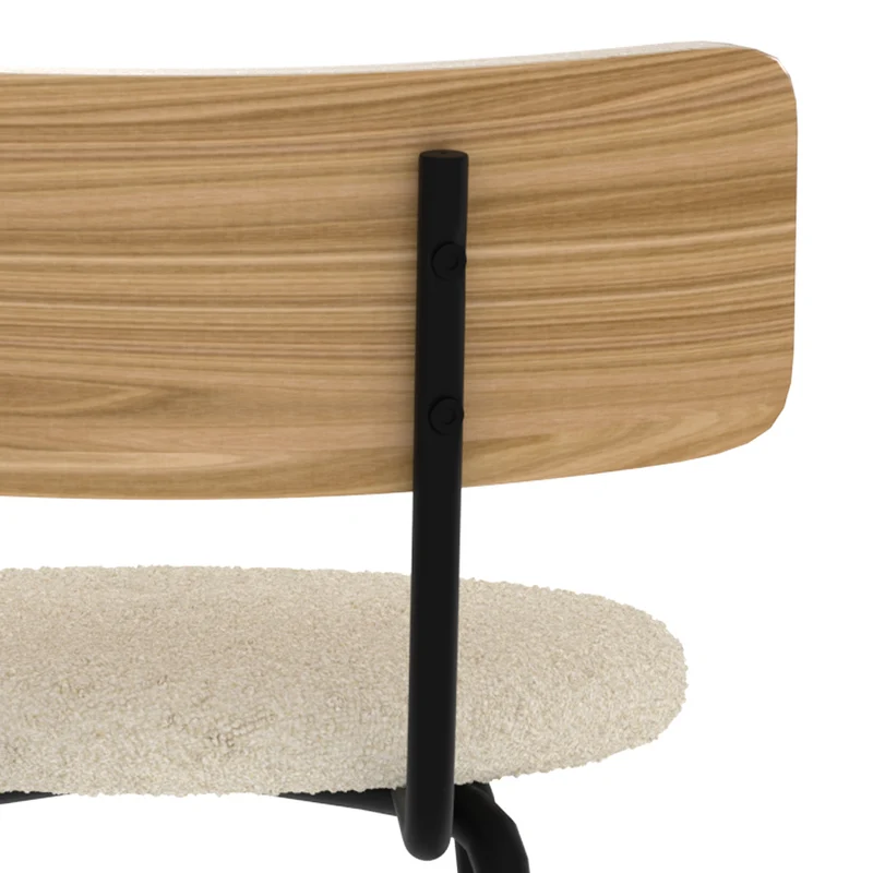 Chaise de bar Alize en tissu bouclé blanc cassé 64 cm (lot de 2)