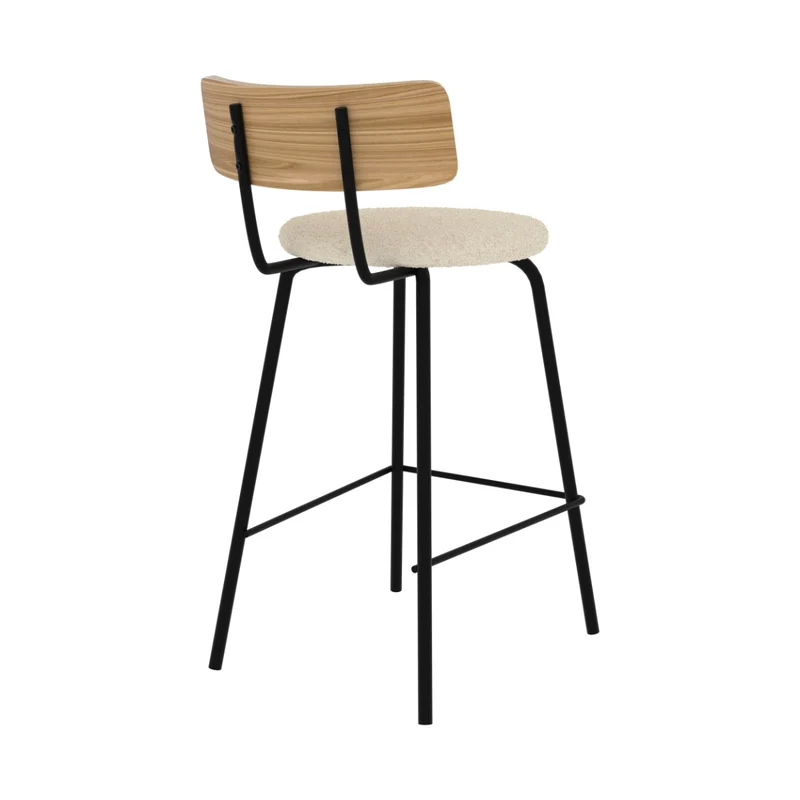 Chaise de bar Alize en tissu bouclé blanc cassé 64 cm (lot de 2)