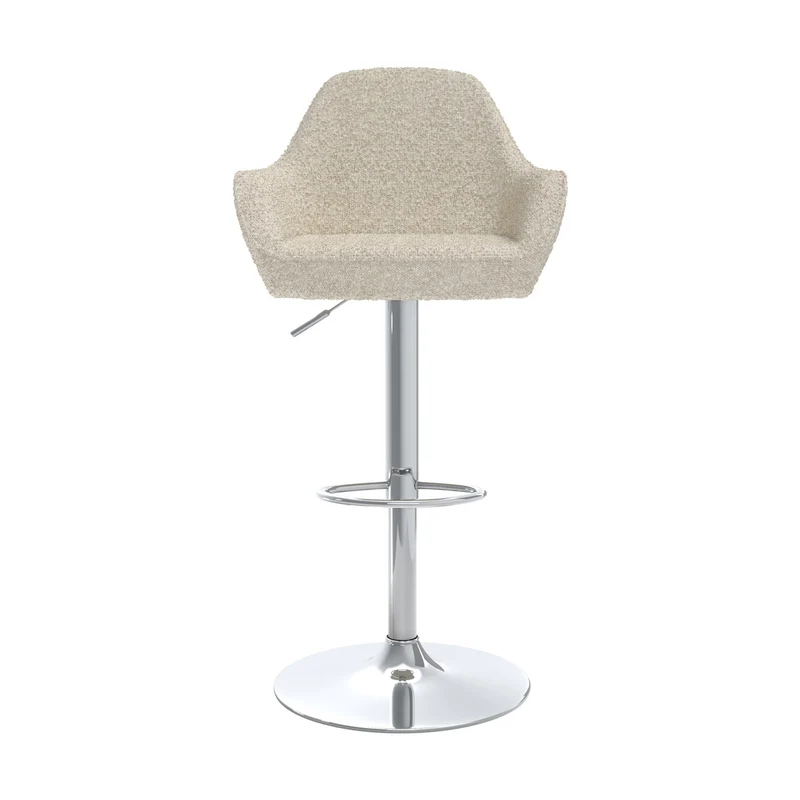 Chaise de bar Adam effet laine bouclette blanc cassé 63/83 cm (lot de 2)