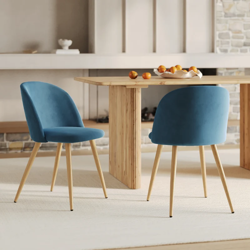 Chaise Cozy en velours bleu (lot de 2)