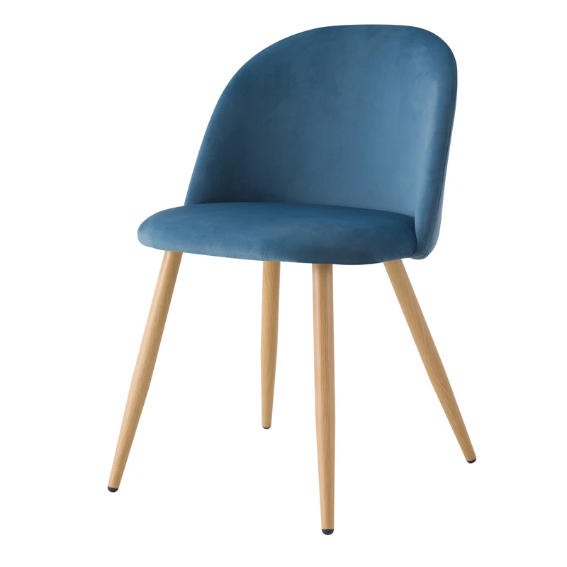 Chaise Cozy en velours bleu (lot de 2)