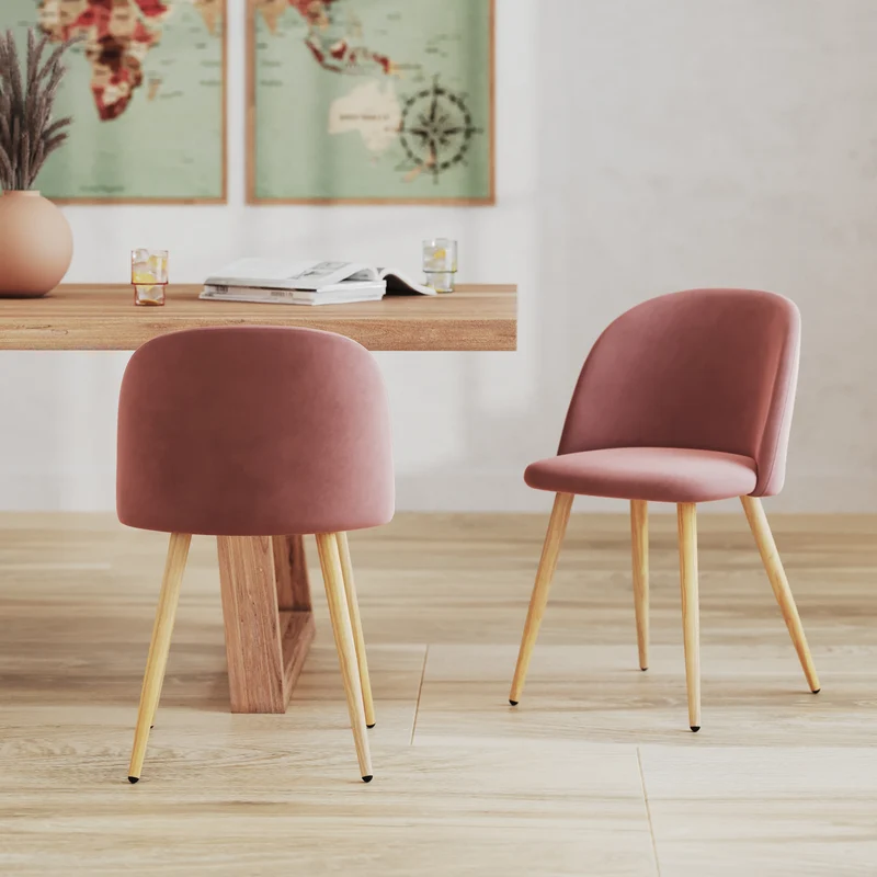 Chaise Cozy en velours rose (lot de 2)