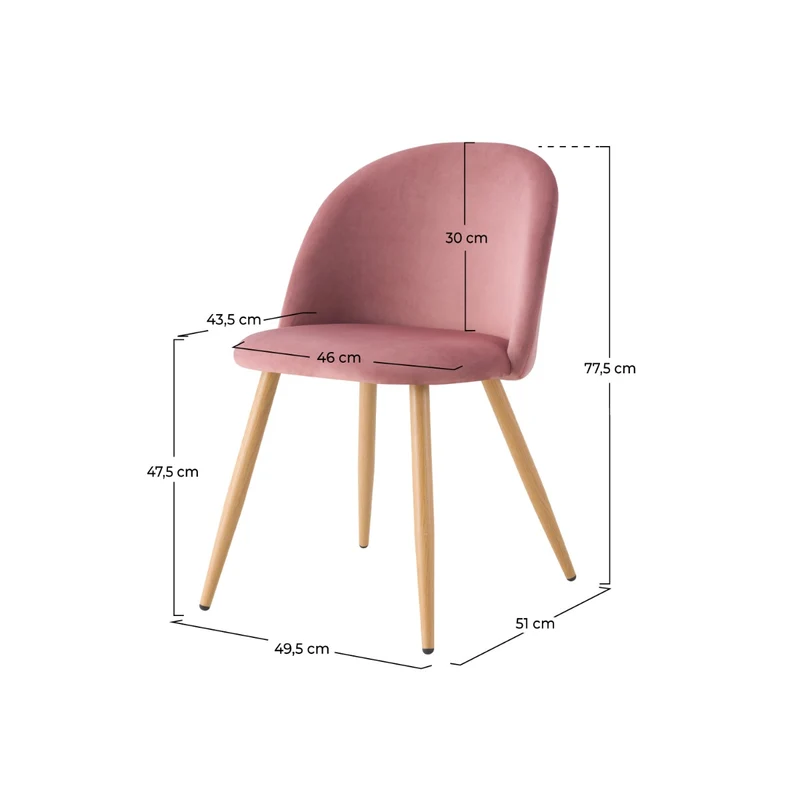 Chaise Cozy en velours rose (lot de 2)