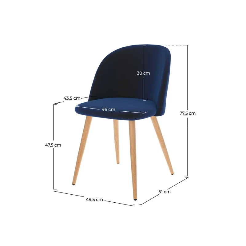 Chaise Cozy en velours bleu foncé (lot de 2)