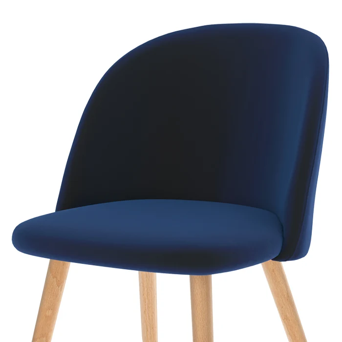 Chaise Cozy en velours bleu foncé (lot de 2)