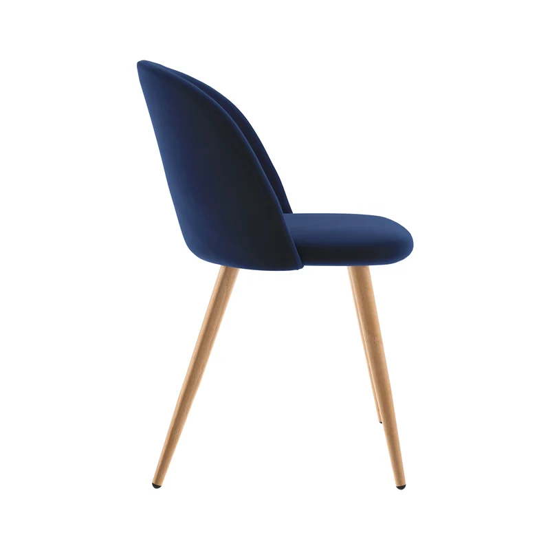 Chaise Cozy en velours bleu foncé (lot de 2)