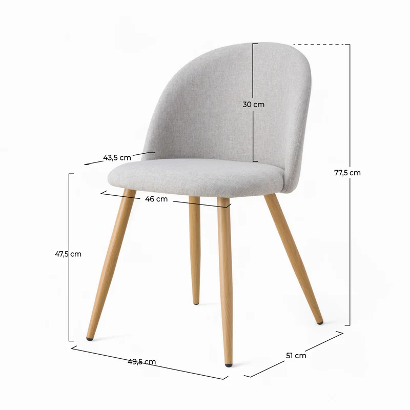 Chaise Cozy en tissu taupe chiné clair (lot de 2)