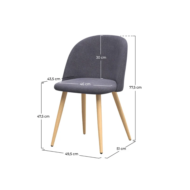 Chaise Cozy en tissu gris foncé (lot de 2)