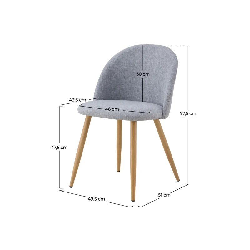 Chaise Cozy en tissu gris clair (lot de 2)