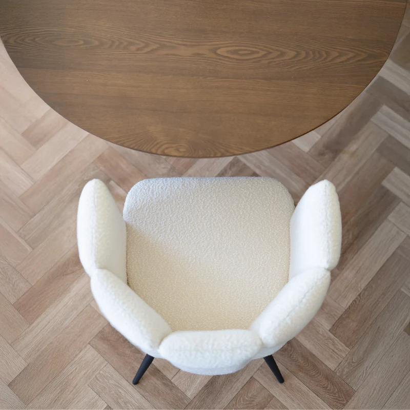 Chaise Cosette en tissu bouclé beige (lot de 2)