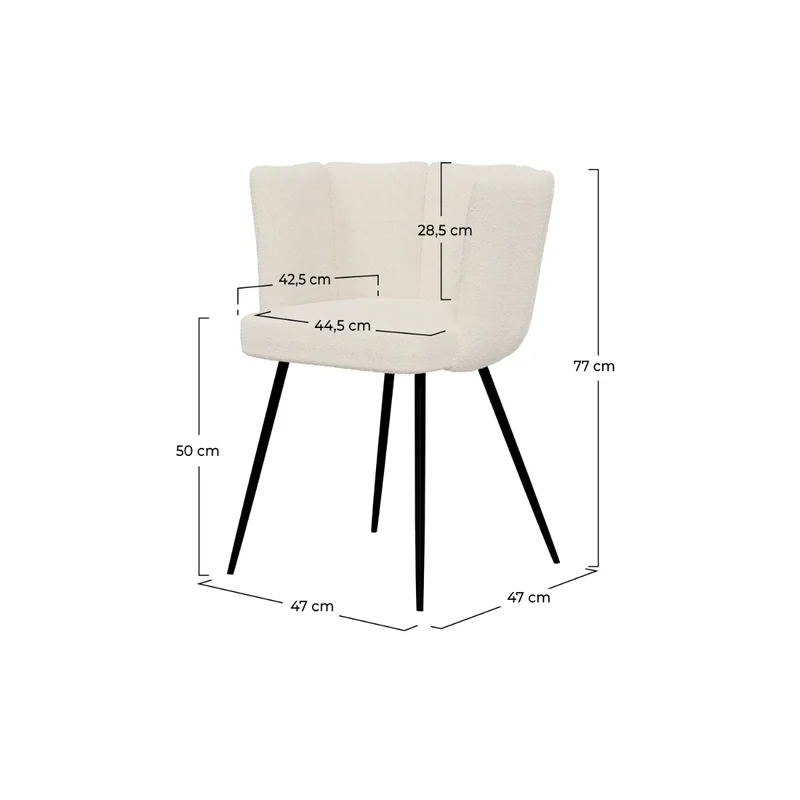 Chaise Cosette en tissu bouclé beige (lot de 2)
