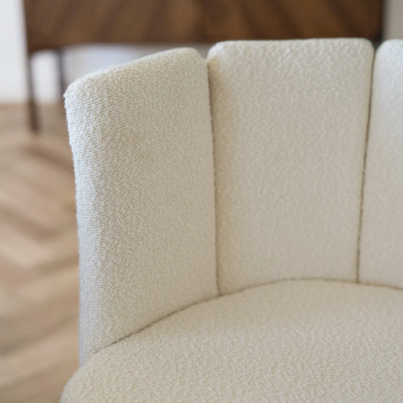 Chaise Cosette en tissu bouclé beige (lot de 2)