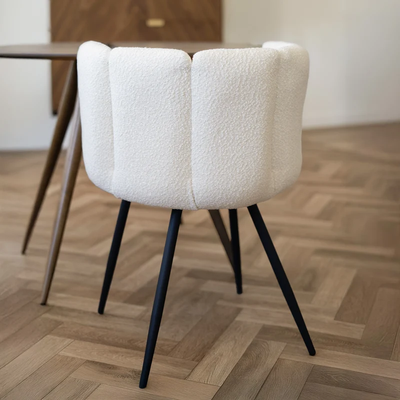 Chaise Cosette en tissu bouclé beige (lot de 2)