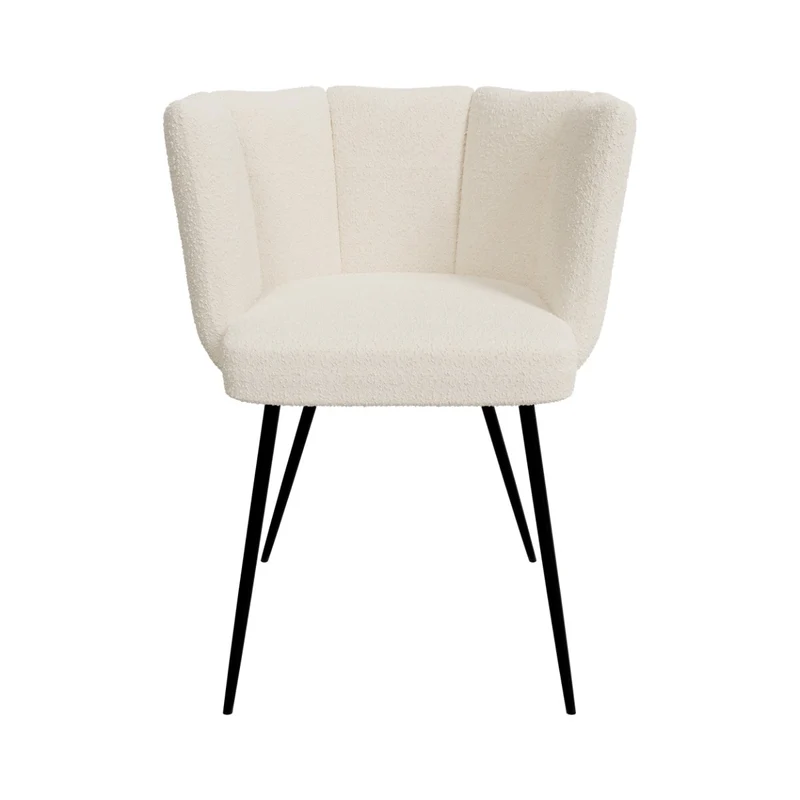 Chaise Cosette en tissu bouclé beige (lot de 2)
