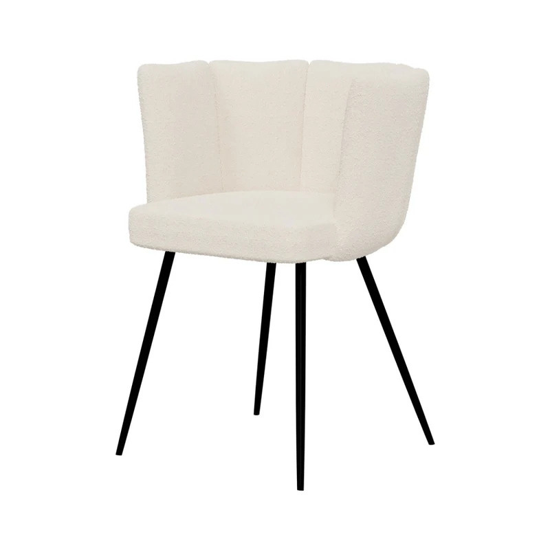 Chaise Cosette en tissu bouclé beige (lot de 2)