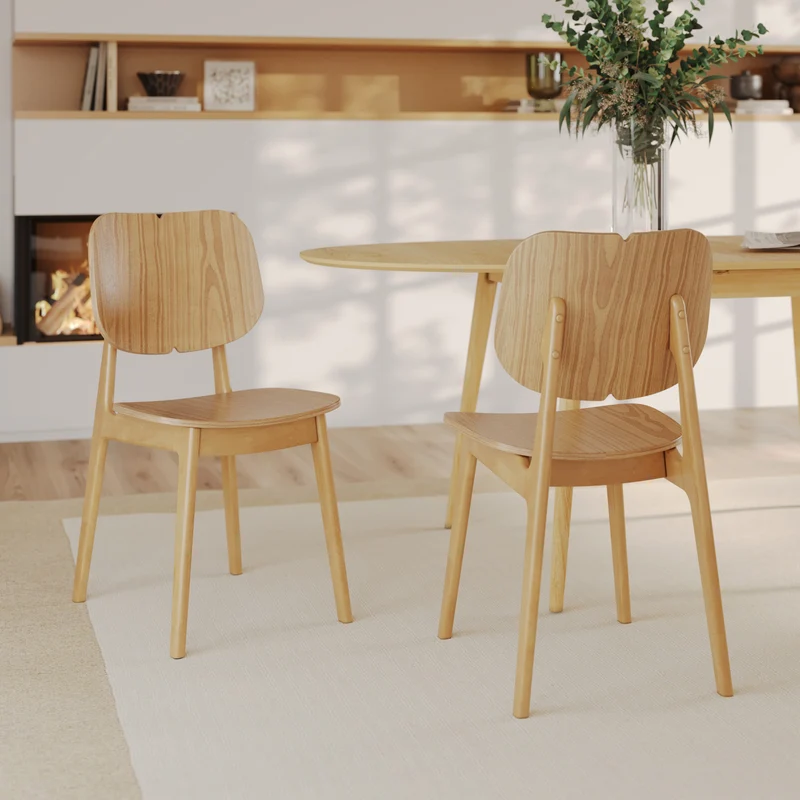 Chaise Clyde en bois clair (lot de 2)