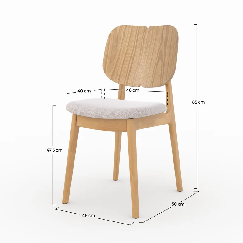 Chaise Clyde en bois clair et tissu beige (lot de 2)