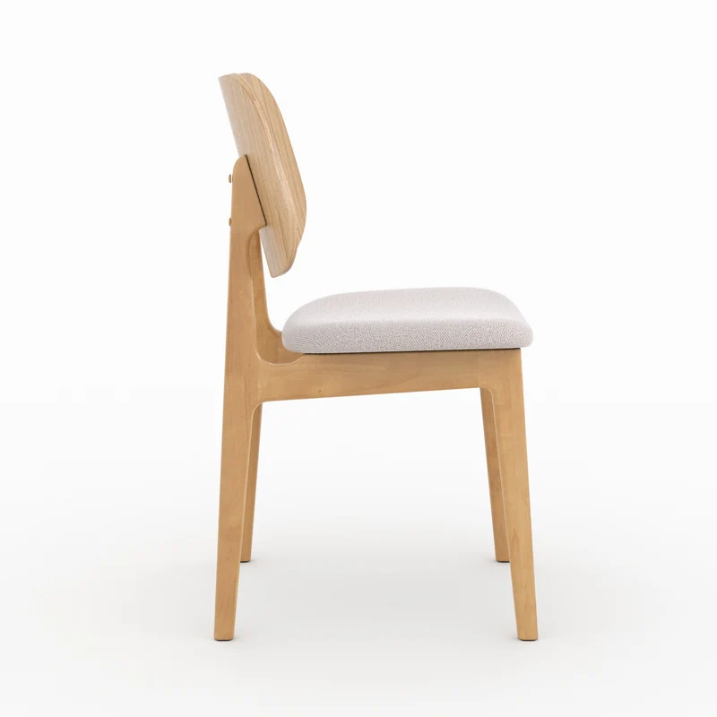 Chaise Clyde en bois clair et tissu beige (lot de 2)