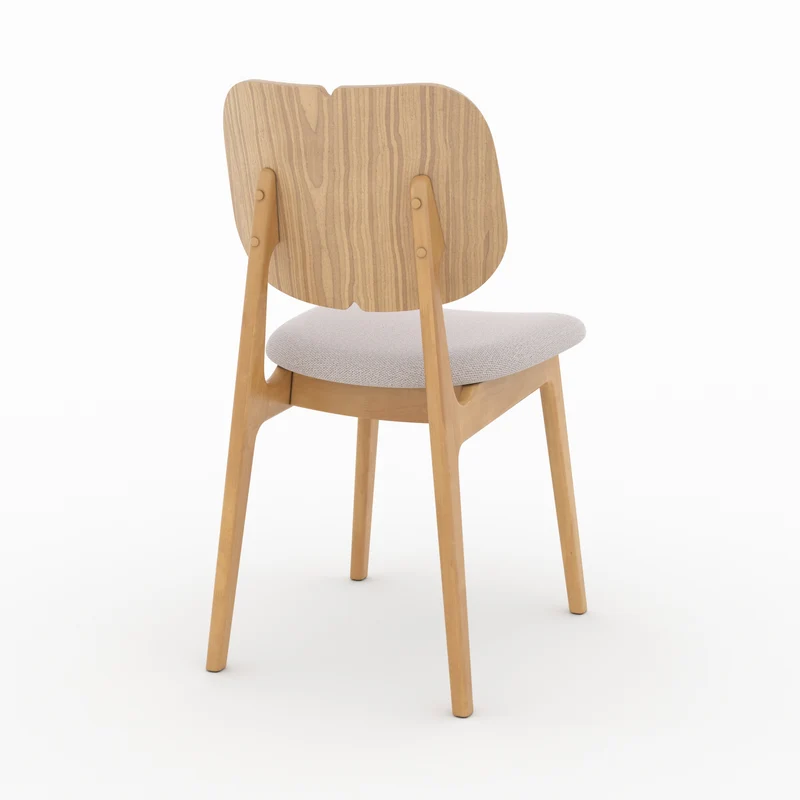 Chaise Clyde en bois clair et tissu beige (lot de 2)