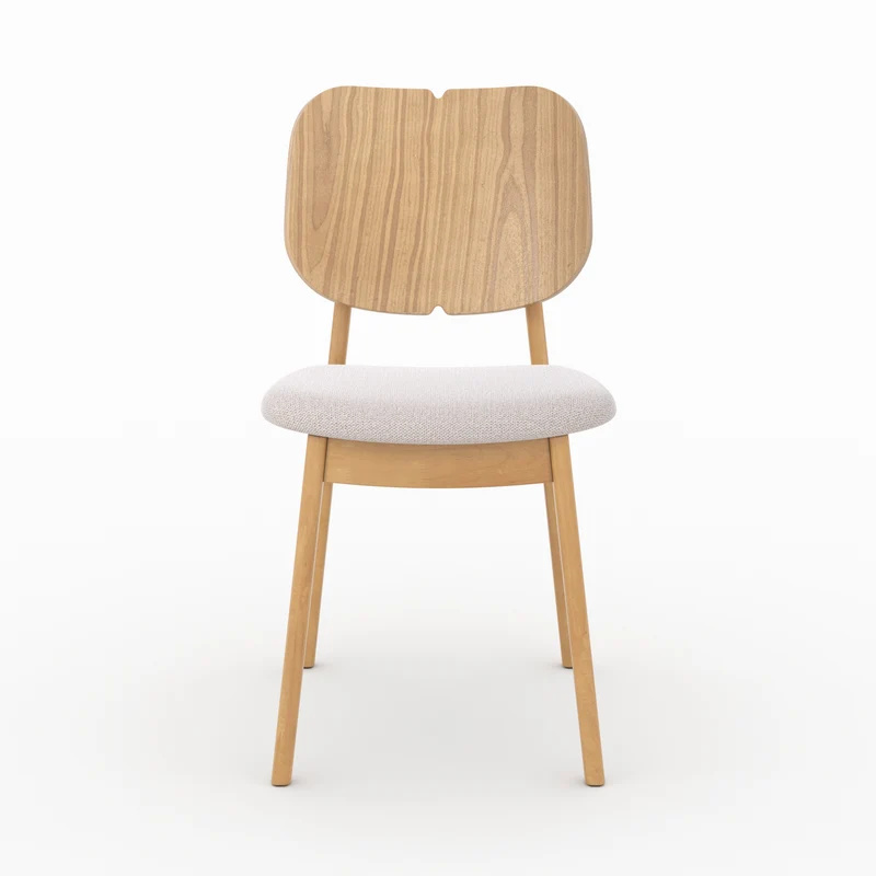 Chaise Clyde en bois clair et tissu beige (lot de 2)