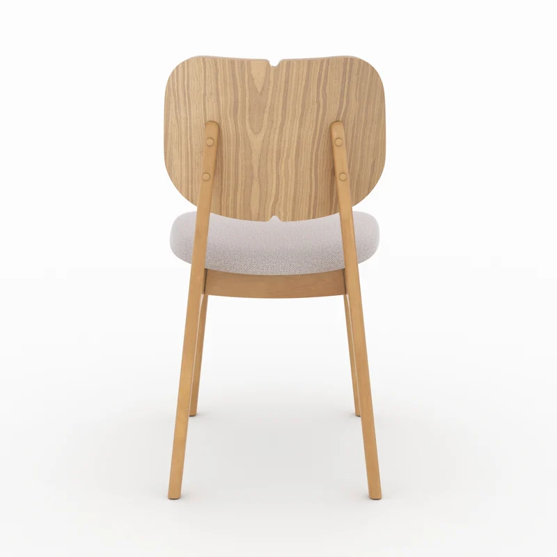 Chaise Clyde en bois clair et tissu beige (lot de 2)