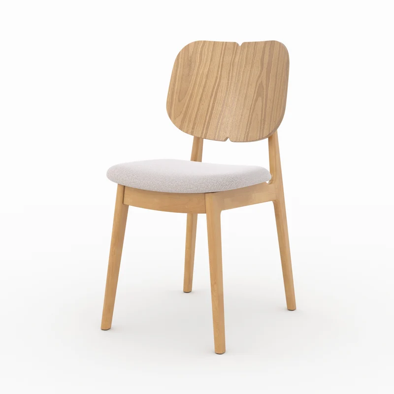Chaise Clyde en bois clair et tissu beige (lot de 2)