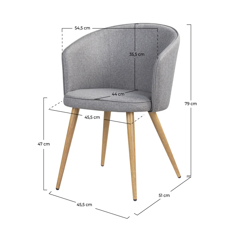 Chaise Chiara en tissu gris clair (lot de 2)