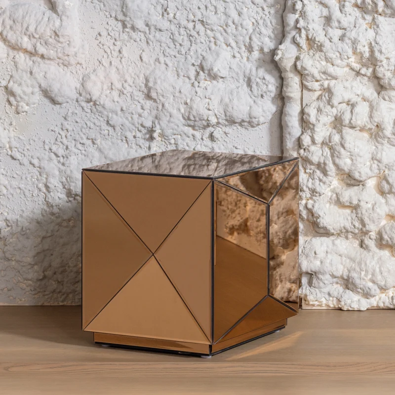 Glintz bijzettafel hout spiegelglas bruin