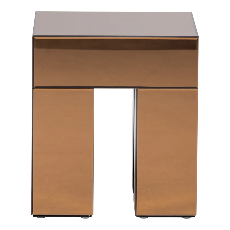 Mirrox bijzettafel hout spiegelglas bruin