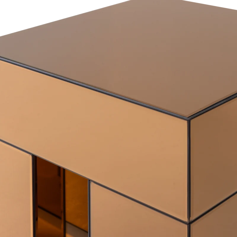 Mirrox bijzettafel hout spiegelglas bruin