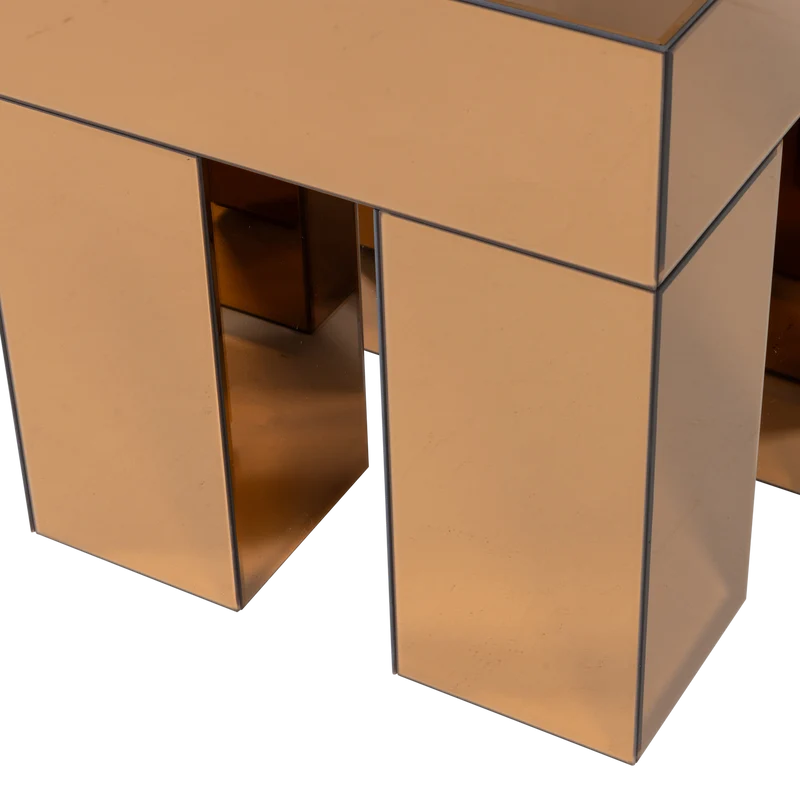 Mirrox bijzettafel hout spiegelglas bruin