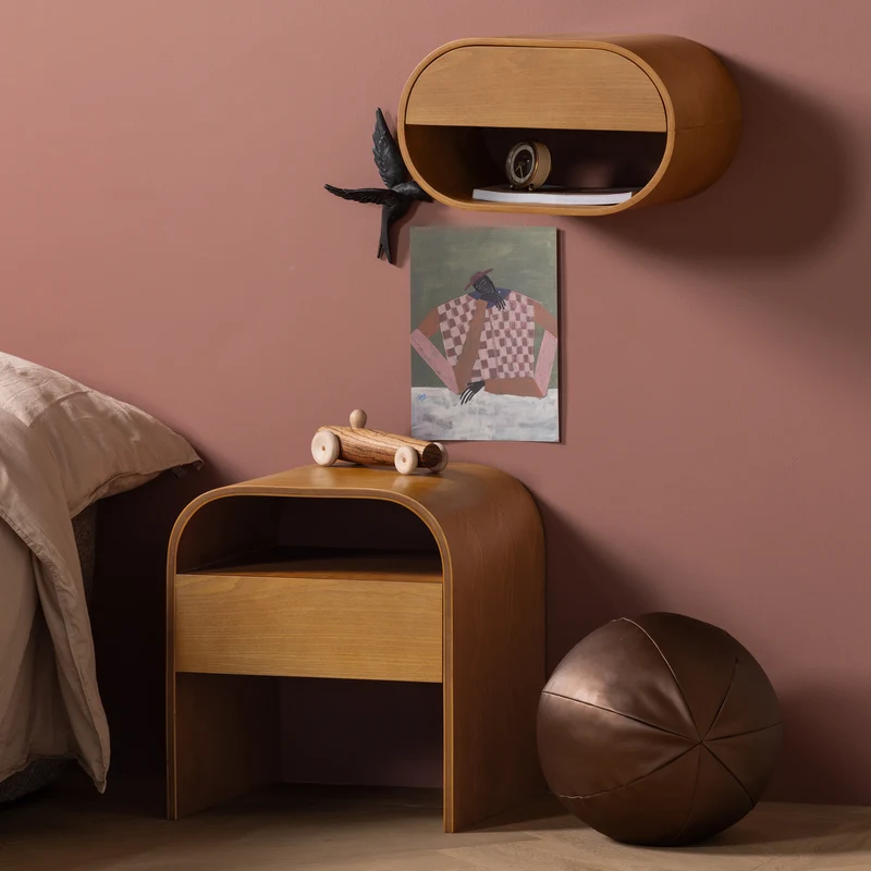 Momo nachtkastje/bijzettafel hout bruin