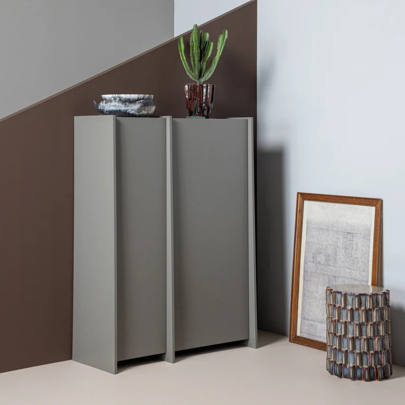 Axu decoratieve bijzettafel ø35x45 cm keramiek grijsblauw
