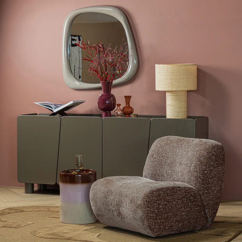 Ollo decoratieve bijzettafel ø35x44 cm keramiek roze/bruin