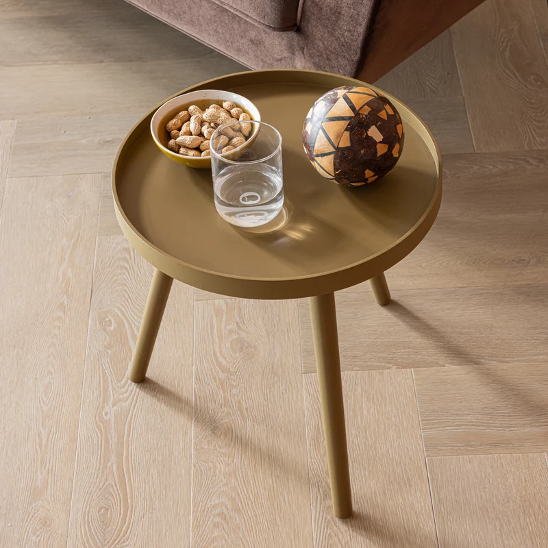 Sasha bijzettafel Ø41 cm hout honinggeel