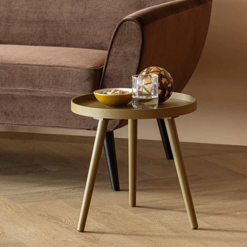 Sasha bijzettafel Ø41 cm hout honinggeel