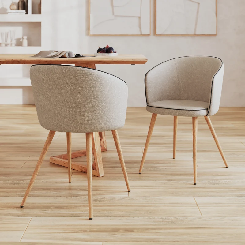 Chaise Chiara en tissu beige (lot de 2)