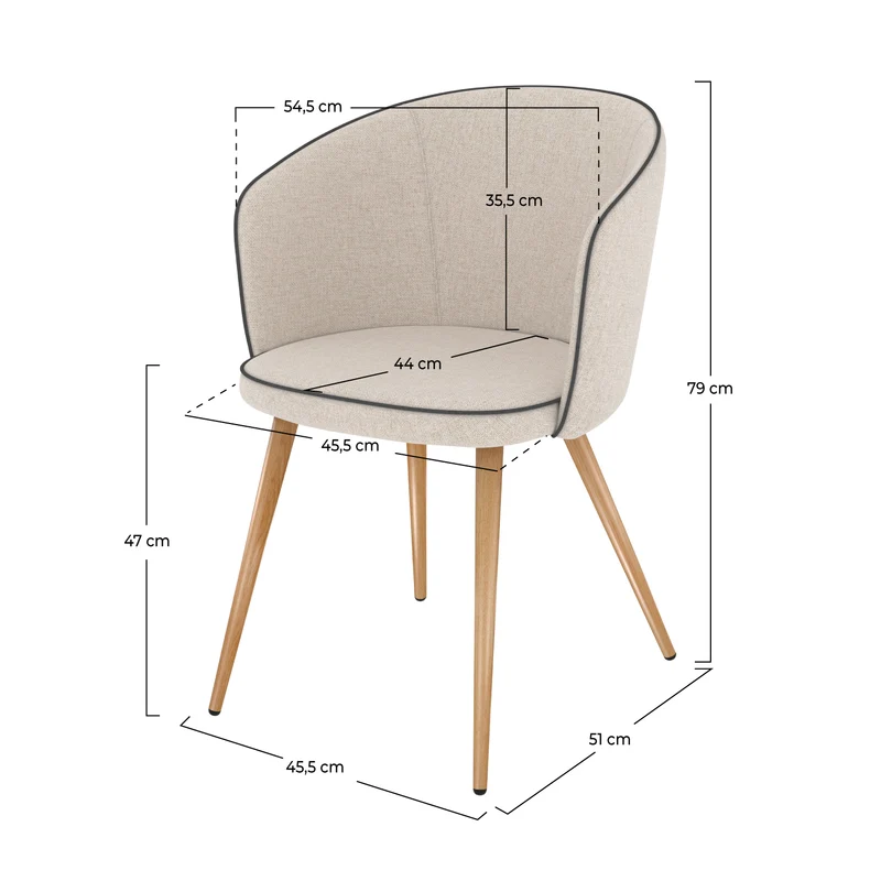 Chaise Chiara en tissu beige (lot de 2)