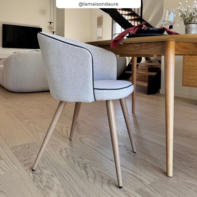 Chaise Chiara en tissu beige (lot de 2)